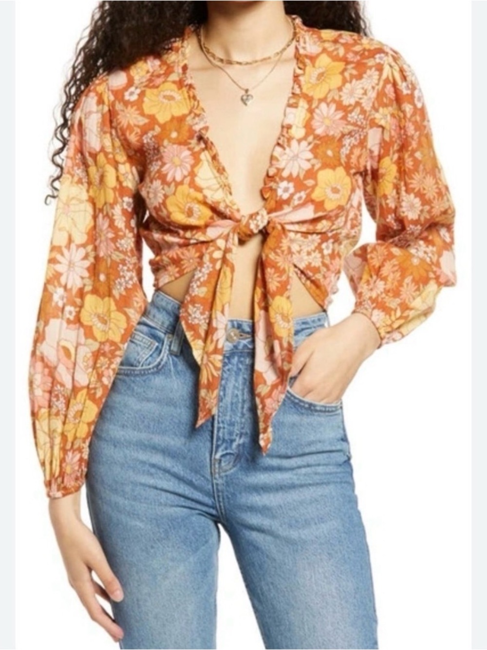 Billabong x Salty Blonde Floral Tie-Front Crop Top